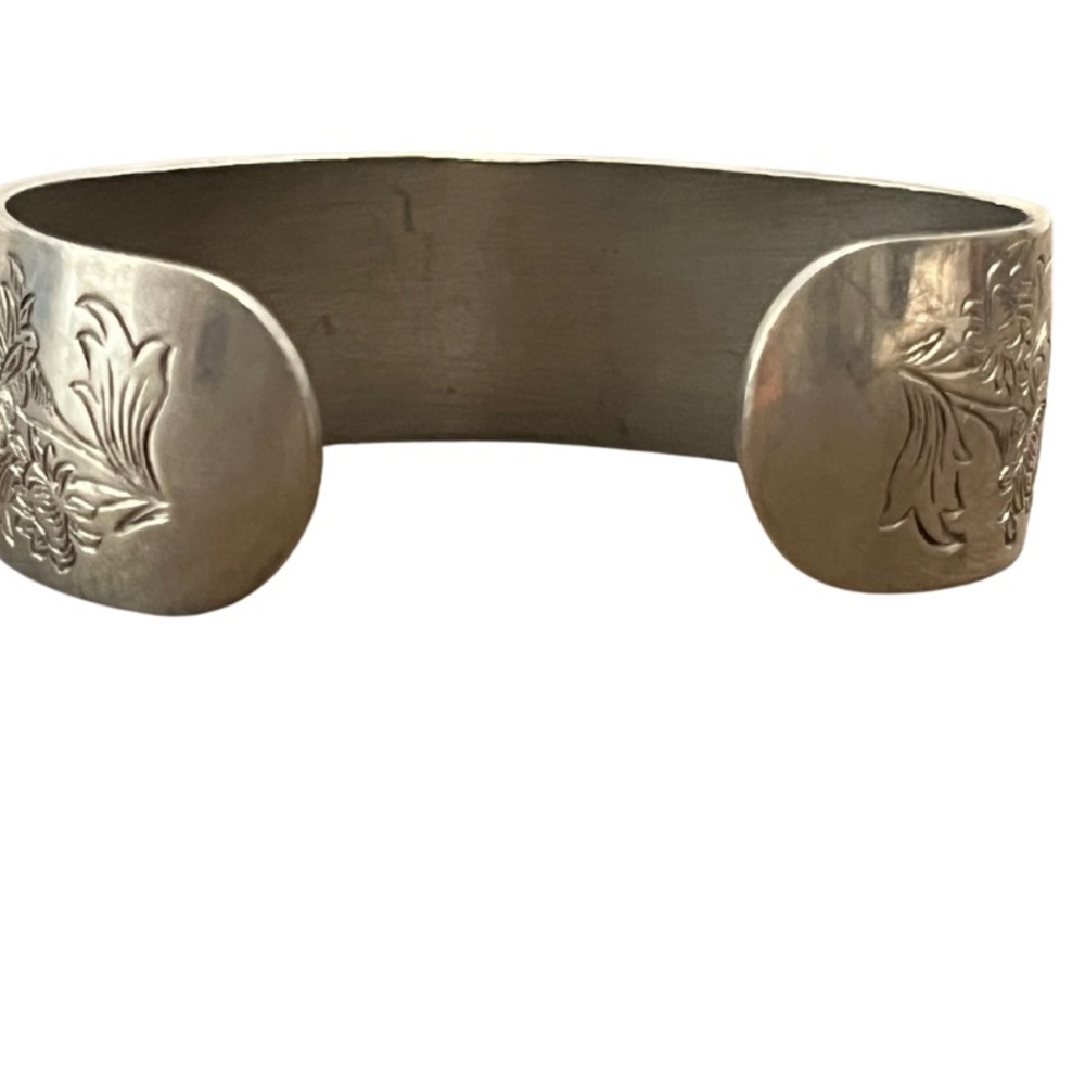 1206 Kirk Stieff Chrysanthemum Pewter Cuff Bracelet - Picture 3 of 6